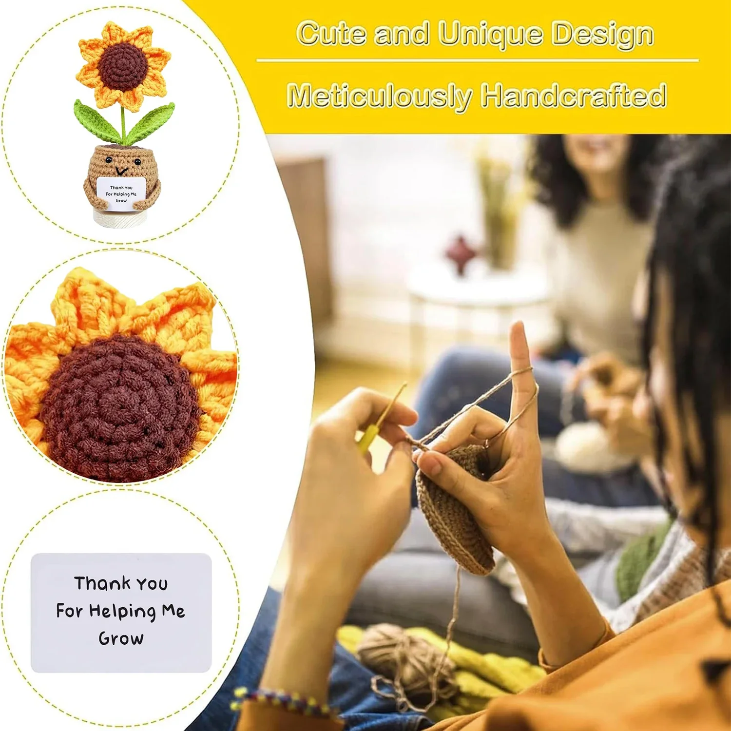 Crocheted Sunflower Potted Plant Gif - Image 2
