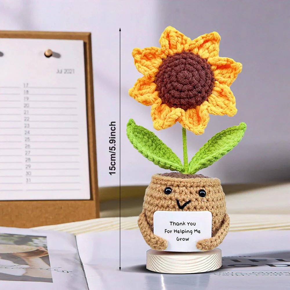 Crocheted Sunflower Potted Plant Gif - Image 3