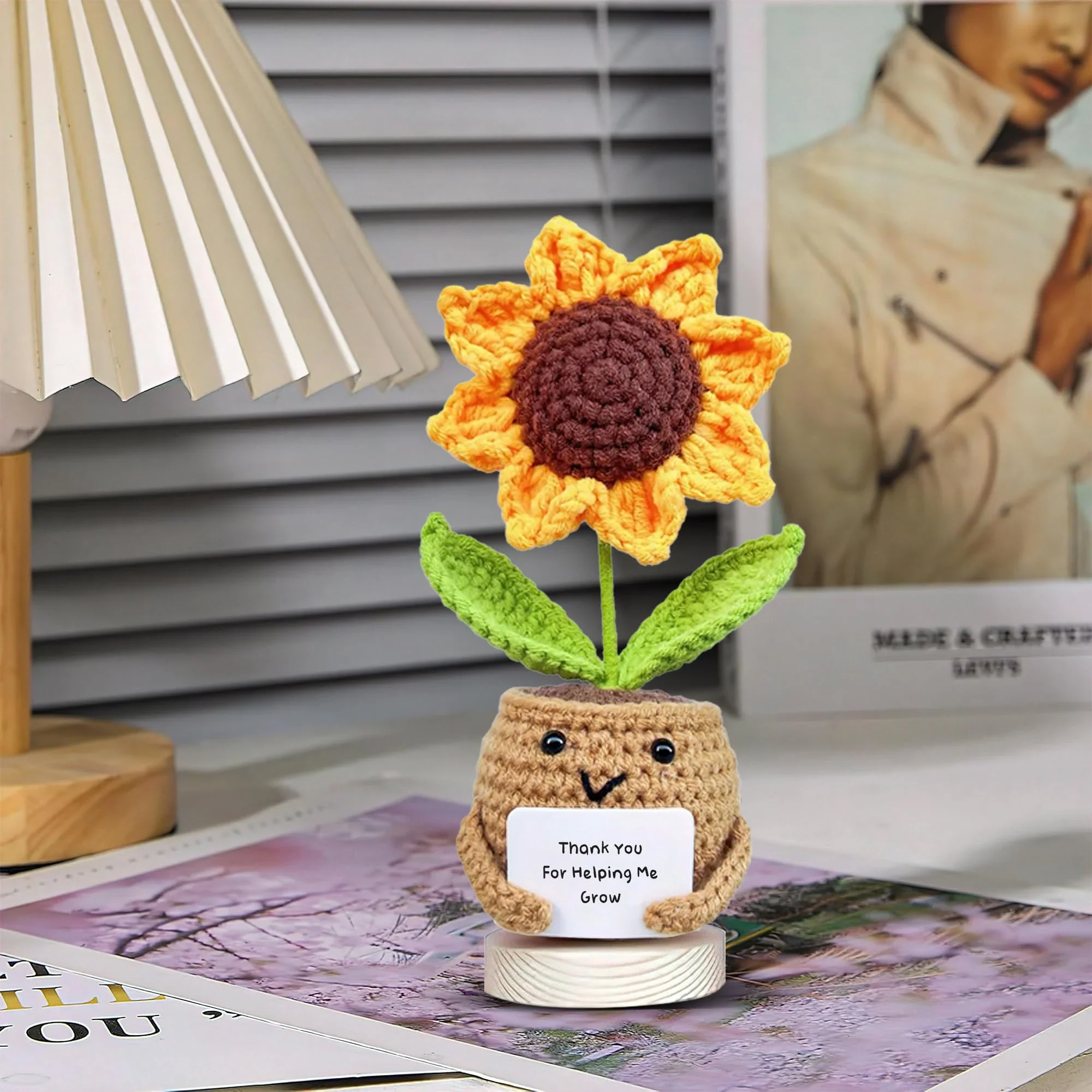 Crocheted Sunflower Potted Plant Gif - Image 4
