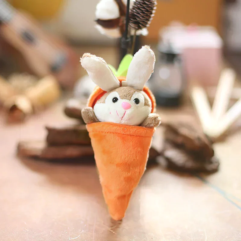 Reversible Easter Bunny Carrot Plush Keychain - Image 3